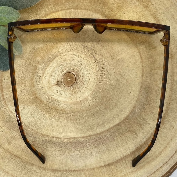 Retro Square Flat Top Sunglasses Brown Leopard/Orange - Picture 5 of 7